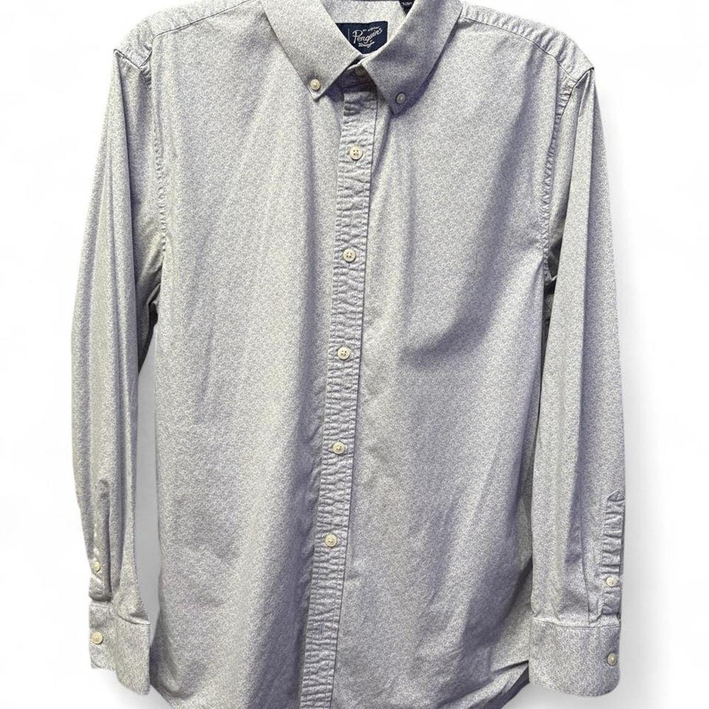 Original Penguin men's M Preppy Shirt Slim Fit Blue White Ditsy Floral Button